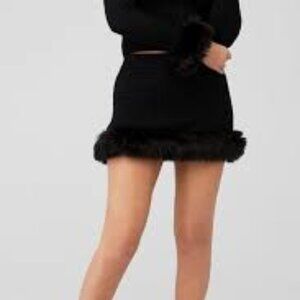 NWT Show Me Your Mumu Black Faux Fur Trim Skirt Size S